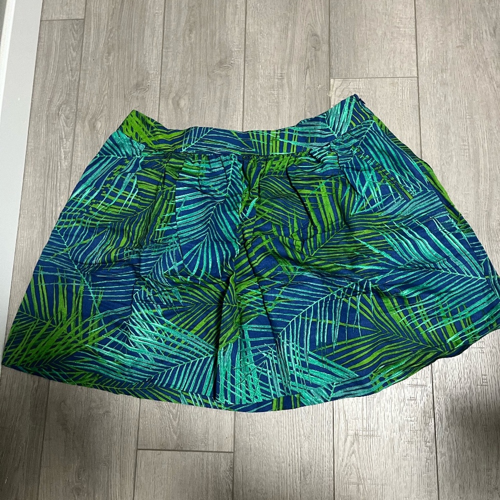 Womens Banana Republic Size 14 Skirt Waist Zipper Green Flower/Floral Design